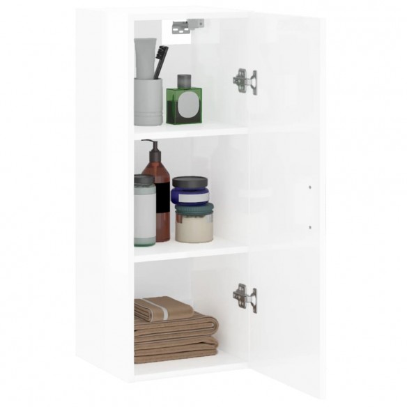 Armoire murale blanc brillant 34,5x34x90 cm