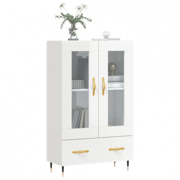 Buffet haut blanc brillant 69,5x31x115 cm bois d'ingénierie