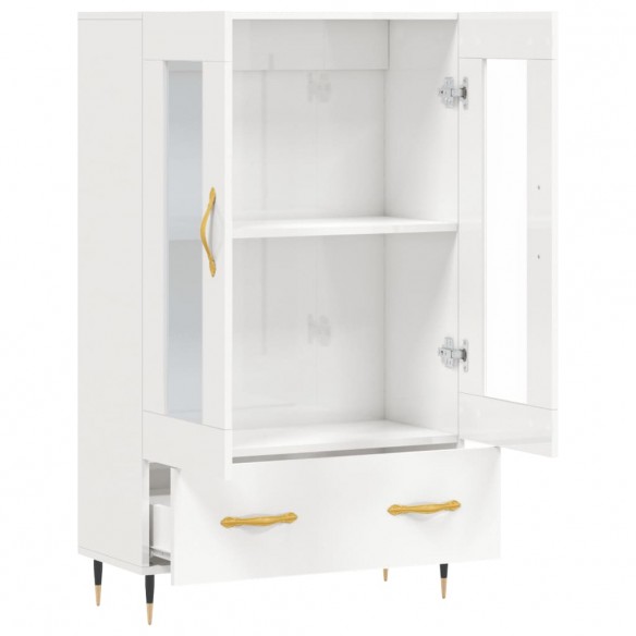 Buffet haut blanc brillant 69,5x31x115 cm bois d'ingénierie