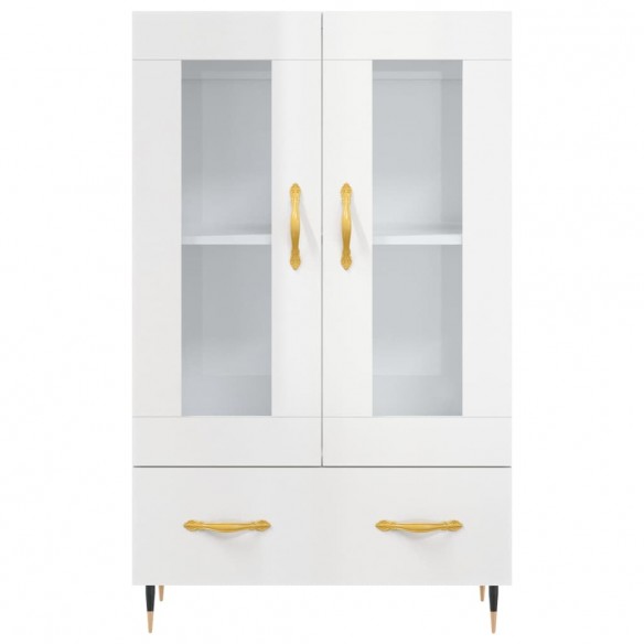 Buffet haut blanc brillant 69,5x31x115 cm bois d'ingénierie