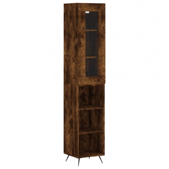 Buffet haut Chêne fumé 34,5x34x180 cm Bois d'ingénierie