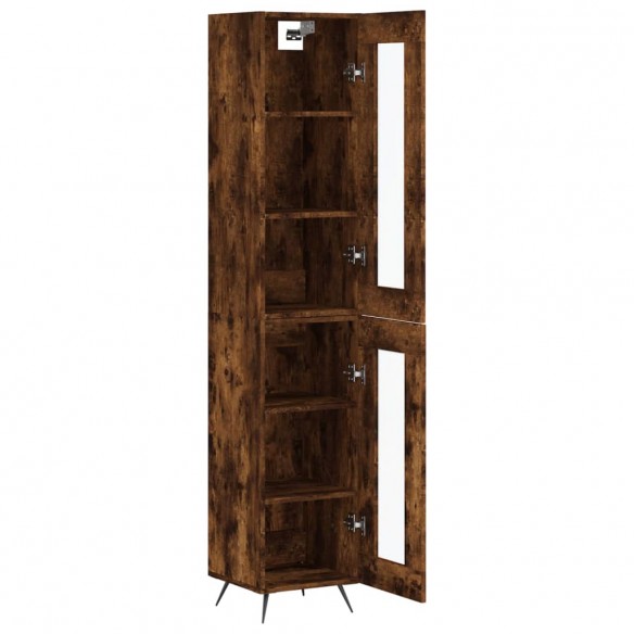 Buffet haut Chêne fumé 34,5x34x180 cm Bois d'ingénierie