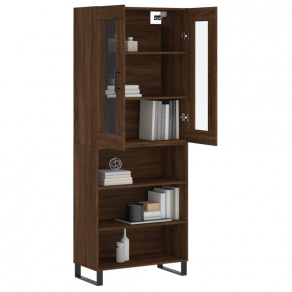 Buffet haut Chêne marron 69,5x34x180 cm Bois d'ingénierie