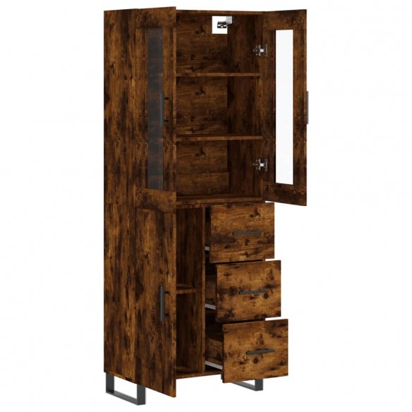 Buffet haut Chêne fumé 69,5x34x180 cm Bois d'ingénierie