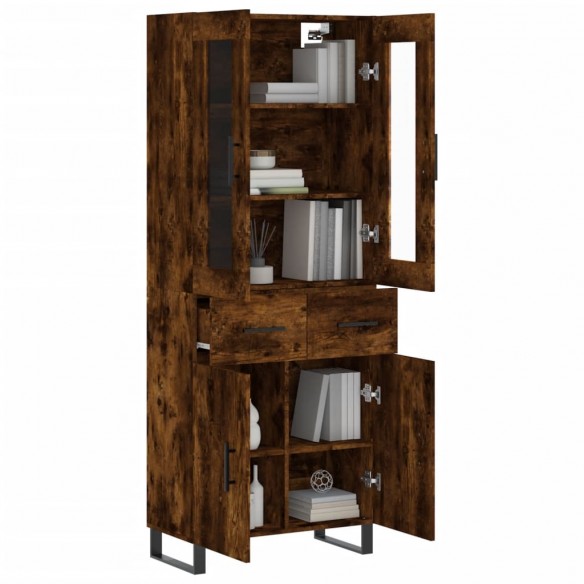 Buffet haut Chêne fumé 69,5x34x180 cm Bois d'ingénierie