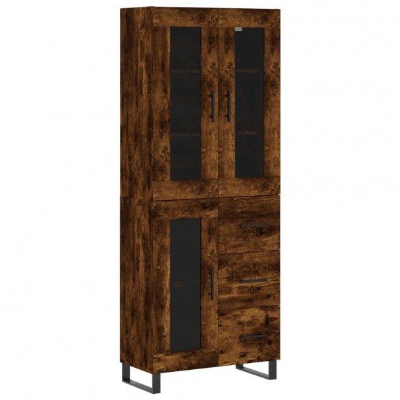 Buffet haut Chêne fumé 69,5x34x180 cm Bois d'ingénierie