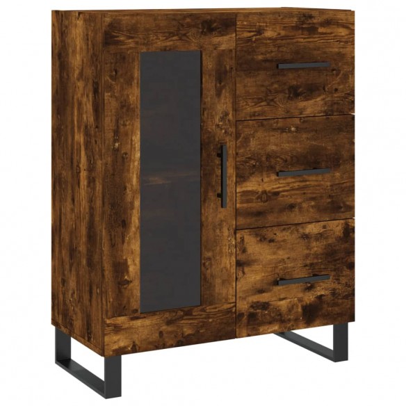 Buffet haut Chêne fumé 69,5x34x180 cm Bois d'ingénierie