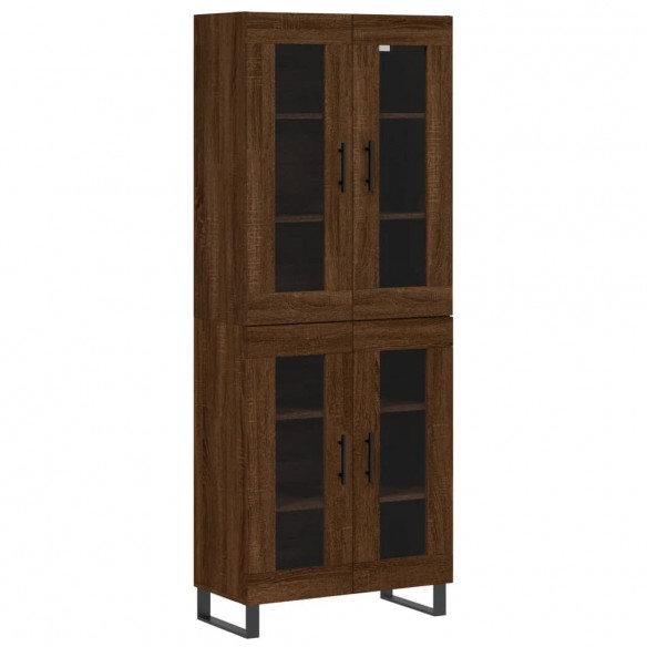 Buffet haut Chêne marron 69,5x34x180 cm Bois d'ingénierie