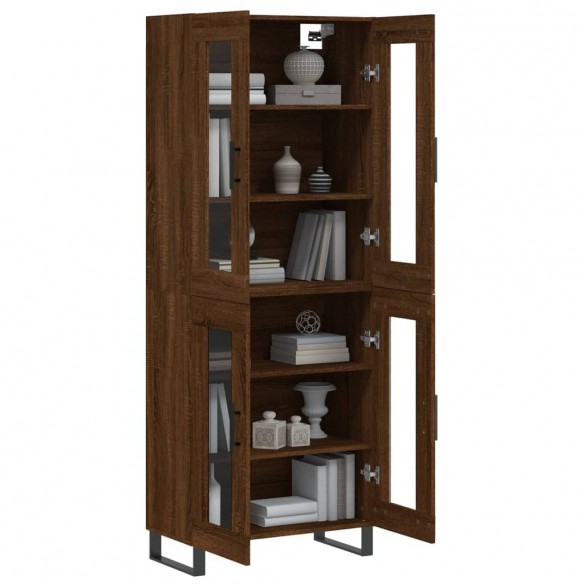 Buffet haut Chêne marron 69,5x34x180 cm Bois d'ingénierie