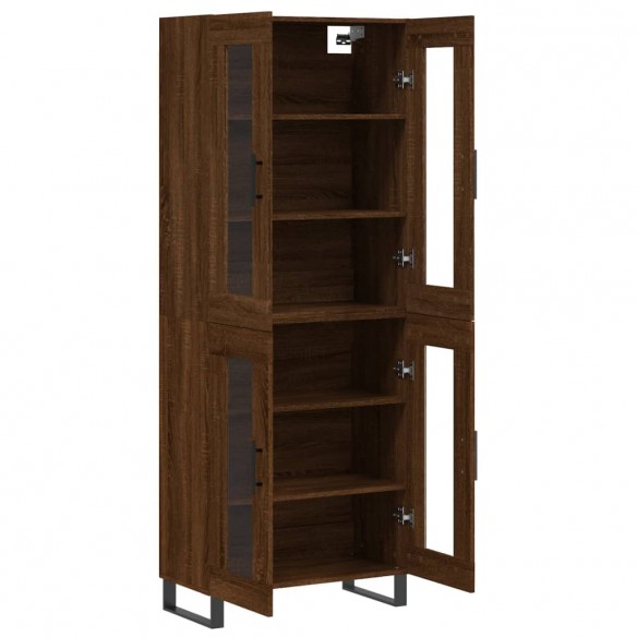 Buffet haut Chêne marron 69,5x34x180 cm Bois d'ingénierie