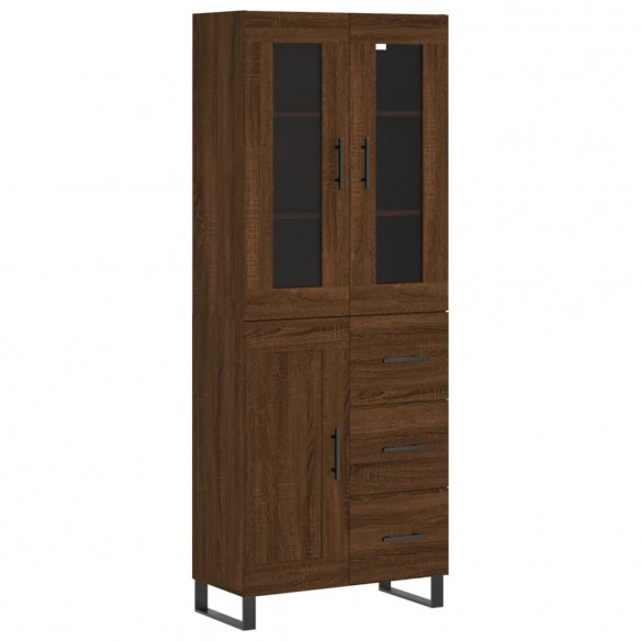 Buffet haut Chêne marron 69,5x34x180 cm Bois d'ingénierie