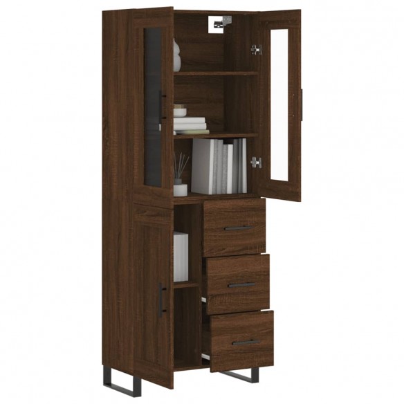 Buffet haut Chêne marron 69,5x34x180 cm Bois d'ingénierie