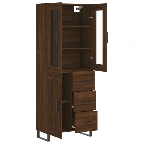 Buffet haut Chêne marron 69,5x34x180 cm Bois d'ingénierie