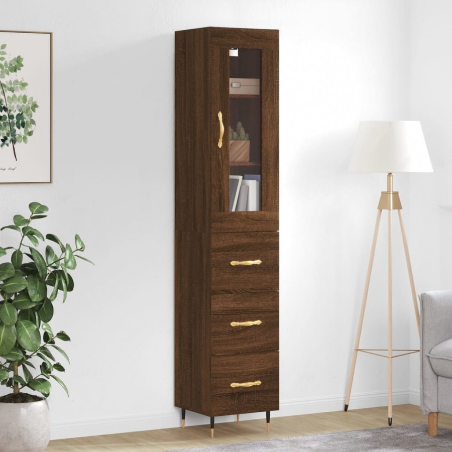 Buffet haut Chêne marron 34,5x34x180 cm Bois d'ingénierie