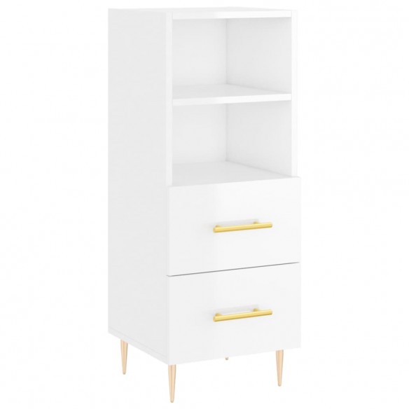 Buffet haut Blanc brillant 34,5x34x180 cm Bois d'ingénierie