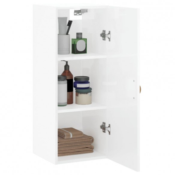 Armoire murale blanc brillant 34,5x34x90 cm