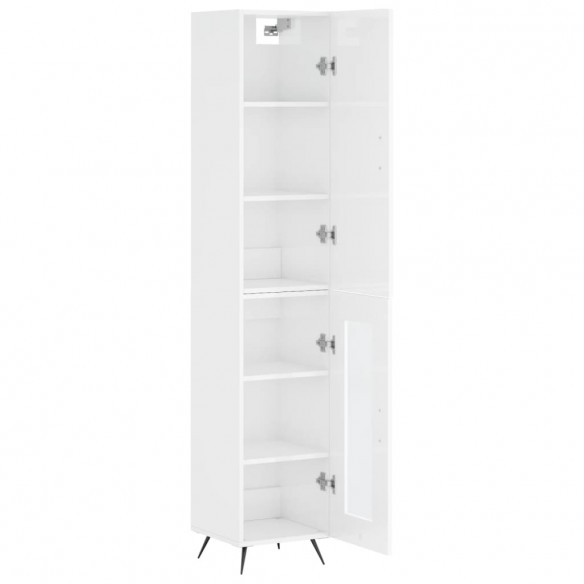 Buffet haut Blanc brillant 34,5x34x180 cm Bois d'ingénierie