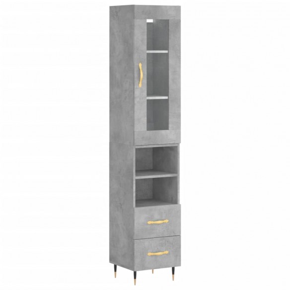 Buffet haut Gris béton 34,5x34x180 cm Bois d'ingénierie