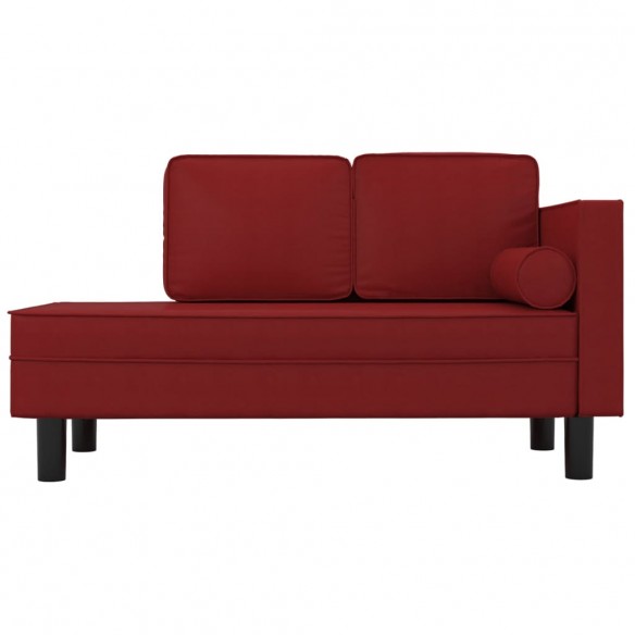 Chaise longue coussins et traversin rouge bordeaux similicuir