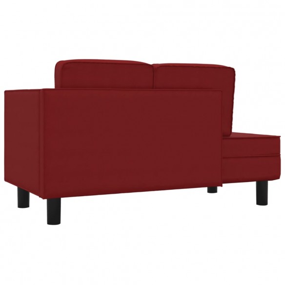 Chaise longue coussins et traversin rouge bordeaux similicuir