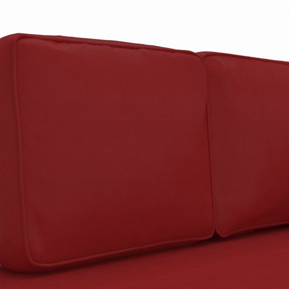 Chaise longue coussins et traversin rouge bordeaux similicuir