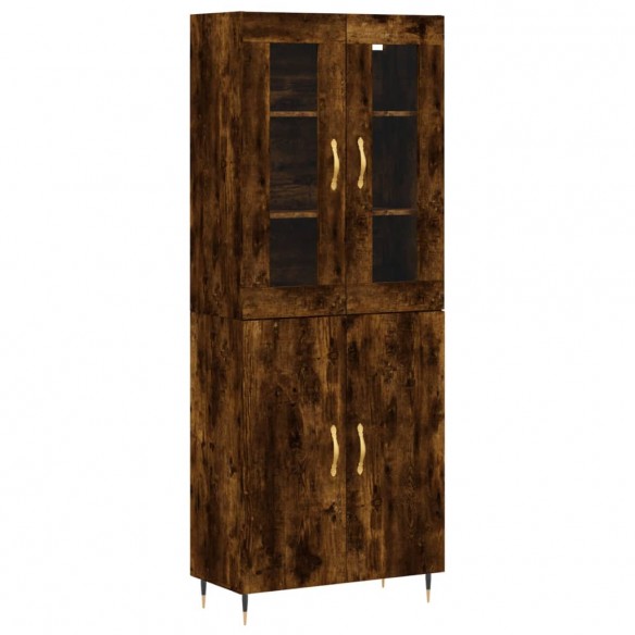 Buffet haut Chêne fumé 69,5x34x180 cm Bois d'ingénierie