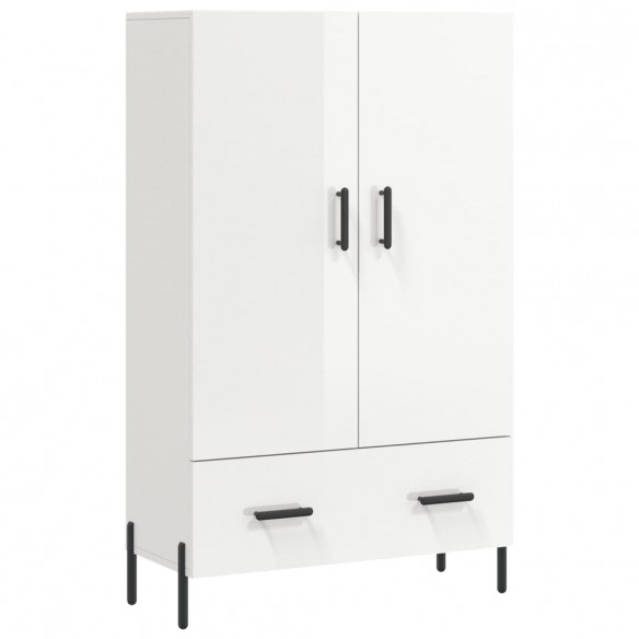 Buffet haut blanc brillant 69,5x31x115 cm bois d'ingénierie