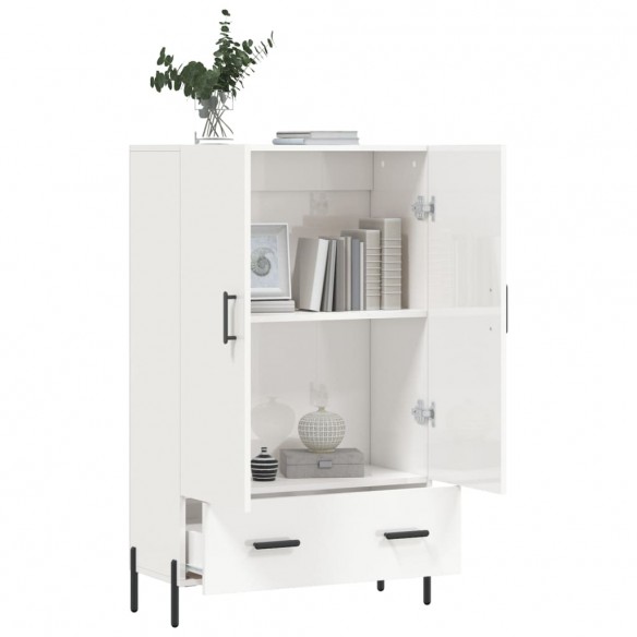 Buffet haut blanc brillant 69,5x31x115 cm bois d'ingénierie