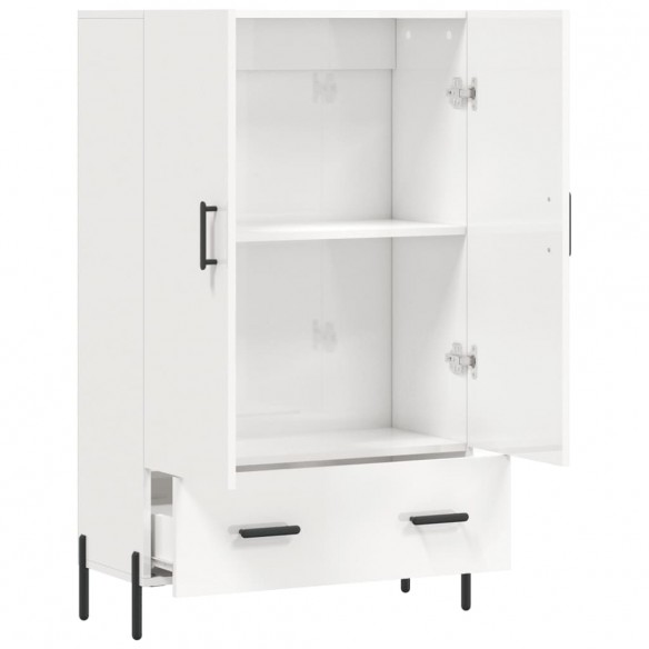 Buffet haut blanc brillant 69,5x31x115 cm bois d'ingénierie