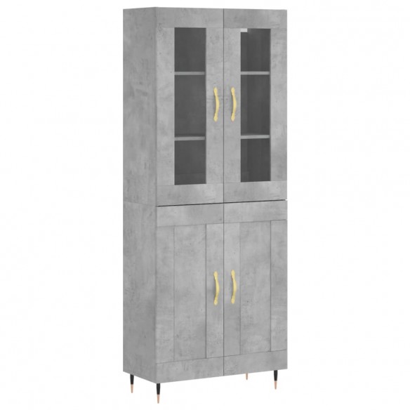 Buffet haut Gris béton 69,5x34x180 cm Bois d'ingénierie