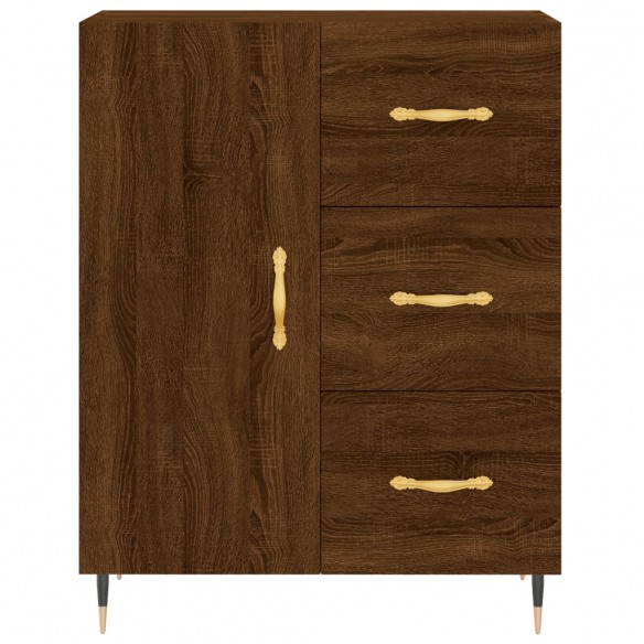 Buffet haut Chêne marron 69,5x34x180 cm Bois d'ingénierie