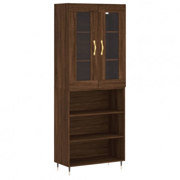 Buffet haut Chêne marron 69,5x34x180 cm Bois d'ingénierie