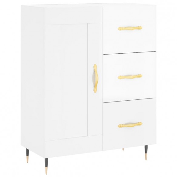 Buffet haut Blanc brillant 69,5x34x180 cm Bois d'ingénierie