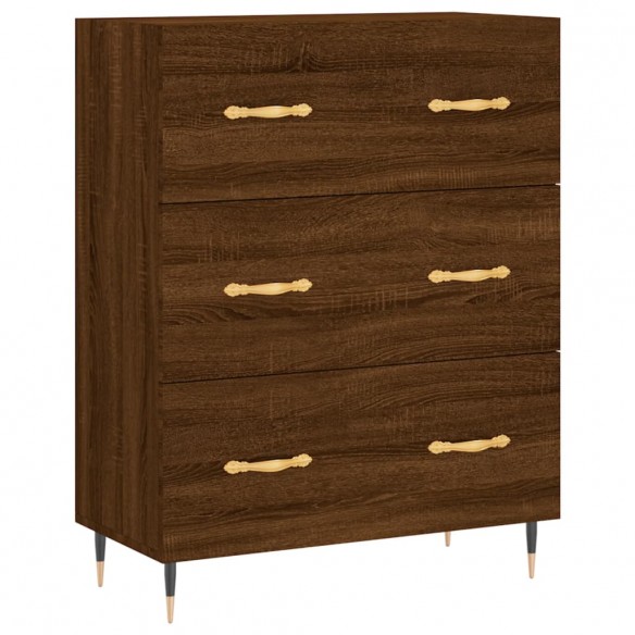 Buffet haut Chêne marron 69,5x34x180 cm Bois d'ingénierie