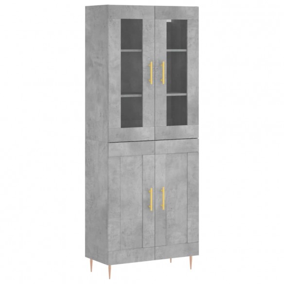 Buffet haut Gris béton 69,5x34x180 cm Bois d'ingénierie