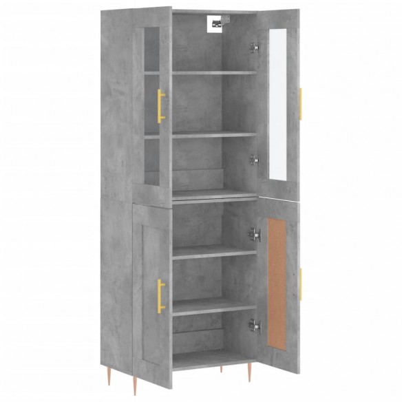 Buffet haut Gris béton 69,5x34x180 cm Bois d'ingénierie