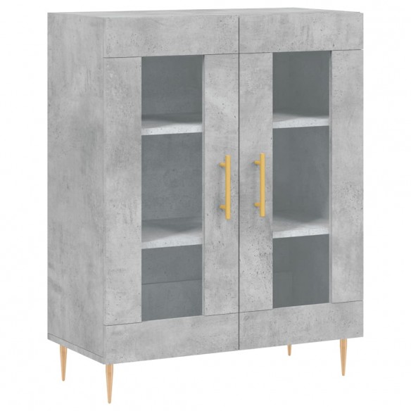 Buffet haut Gris béton 69,5x34x180 cm Bois d'ingénierie