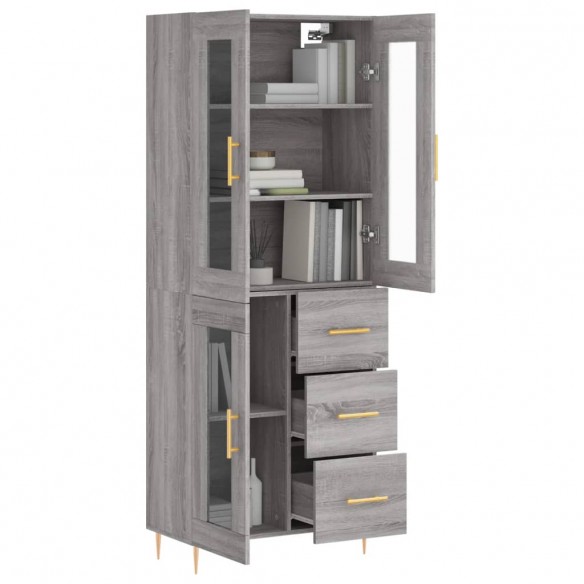 Buffet haut Sonoma gris 69,5x34x180 cm Bois d'ingénierie