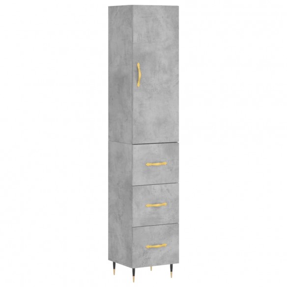 Buffet haut Gris béton 34,5x34x180 cm Bois d'ingénierie