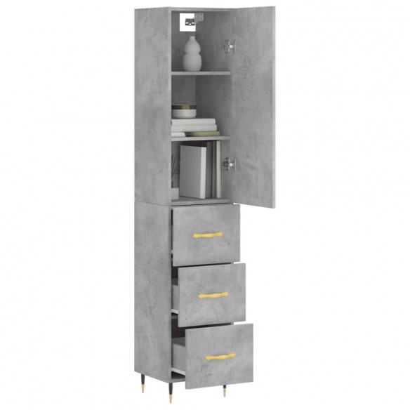 Buffet haut Gris béton 34,5x34x180 cm Bois d'ingénierie