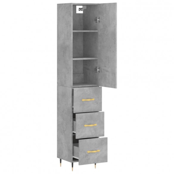 Buffet haut Gris béton 34,5x34x180 cm Bois d'ingénierie