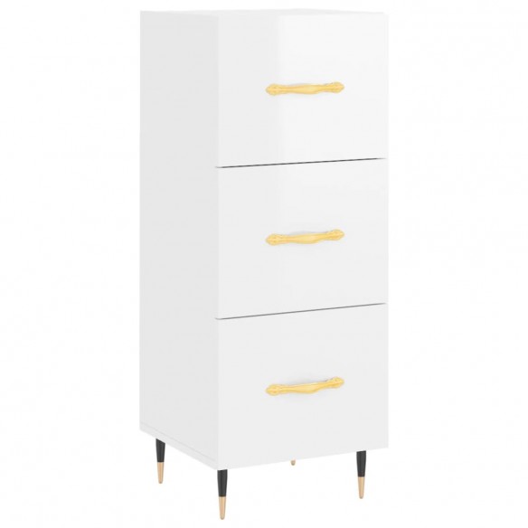 Buffet haut Blanc brillant 34,5x34x180 cm Bois d'ingénierie