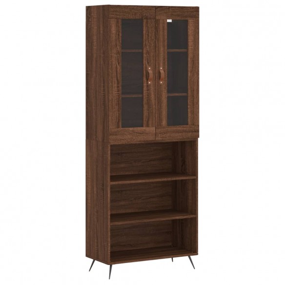 Buffet haut Chêne marron 69,5x34x180 cm Bois d'ingénierie