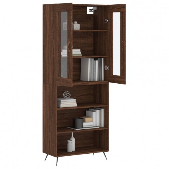 Buffet haut Chêne marron 69,5x34x180 cm Bois d'ingénierie