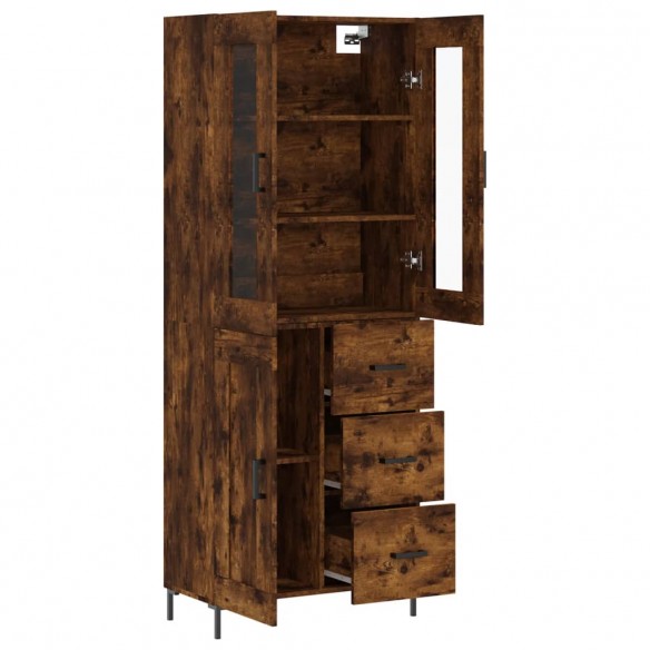 Buffet haut Chêne fumé 69,5x34x180 cm Bois d'ingénierie