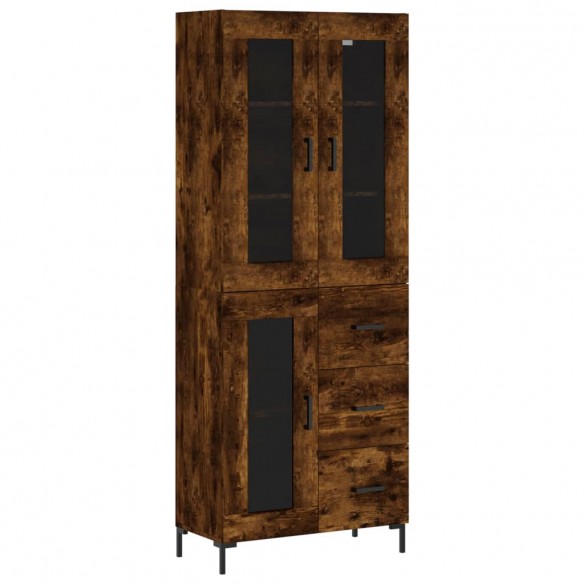 Buffet haut Chêne fumé 69,5x34x180 cm Bois d'ingénierie