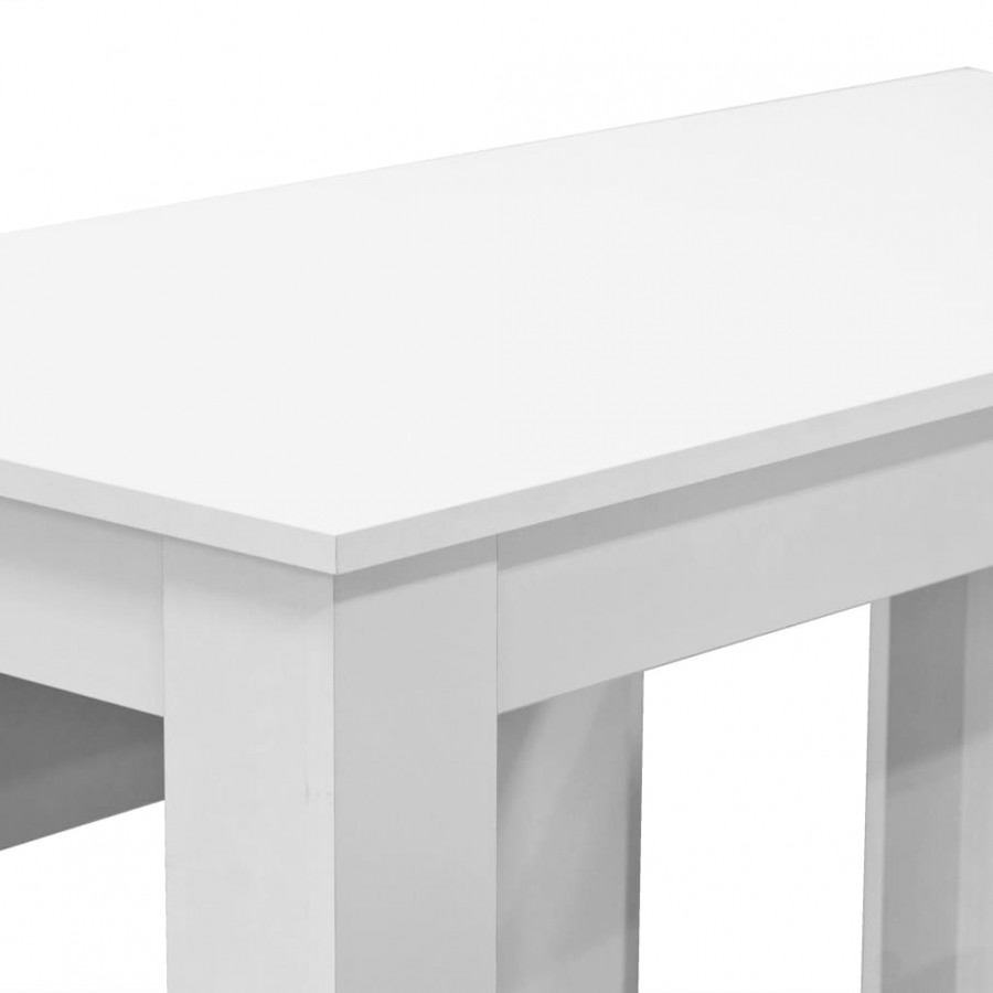 Table de salle à manger et bancs 3 pcs  Blanc