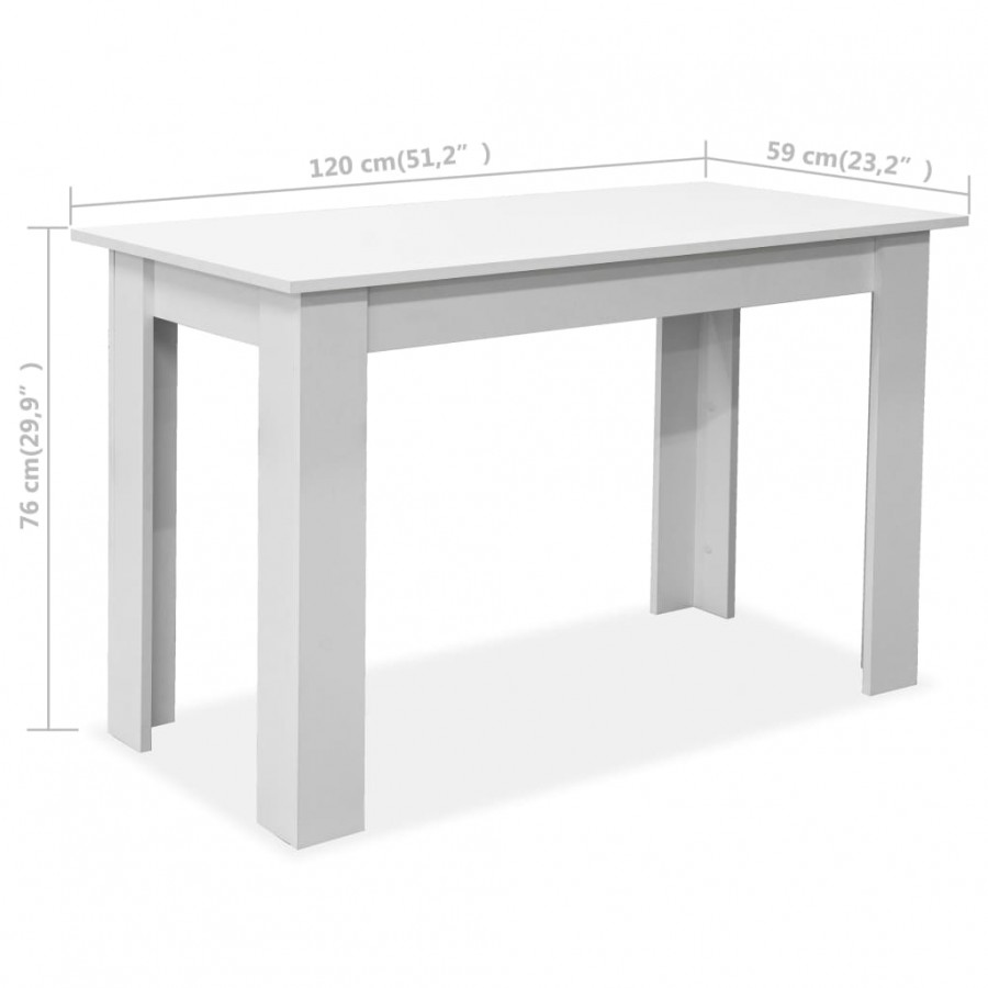 Table de salle à manger et bancs 3 pcs  Blanc