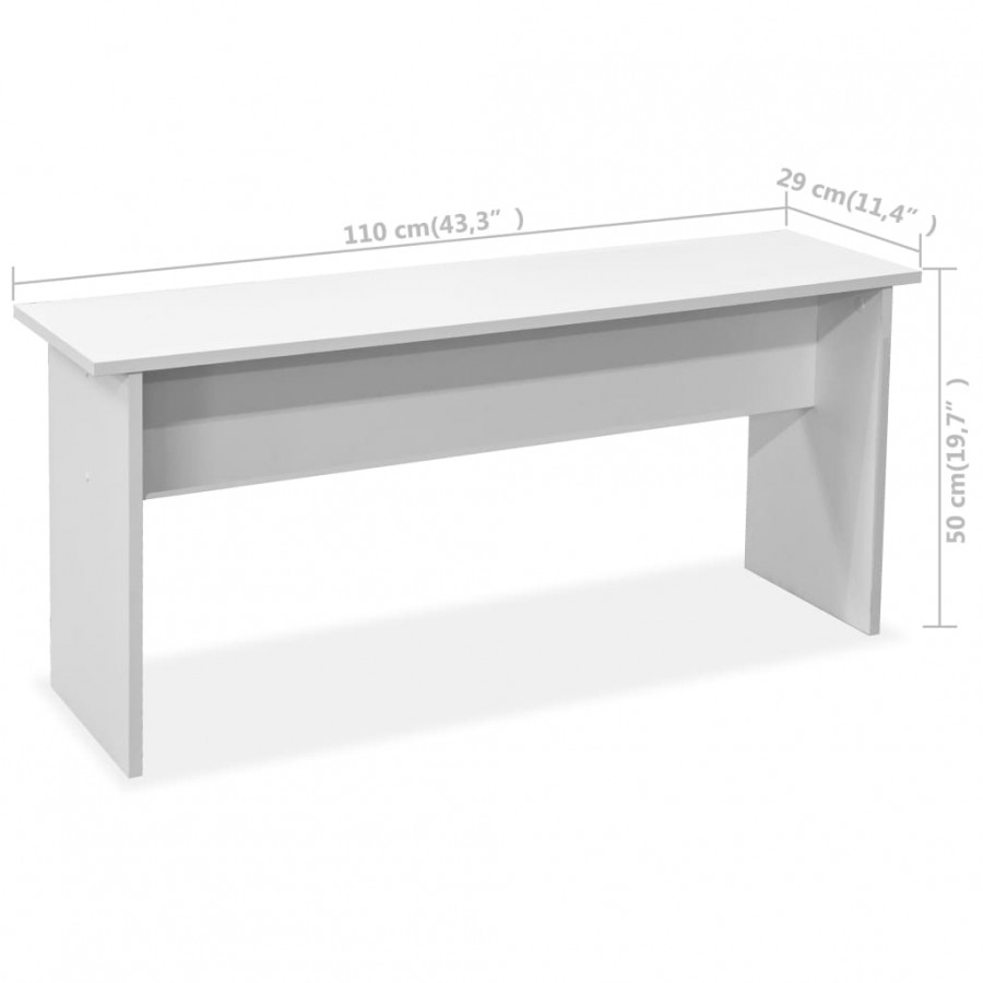 Table de salle à manger et bancs 3 pcs  Blanc