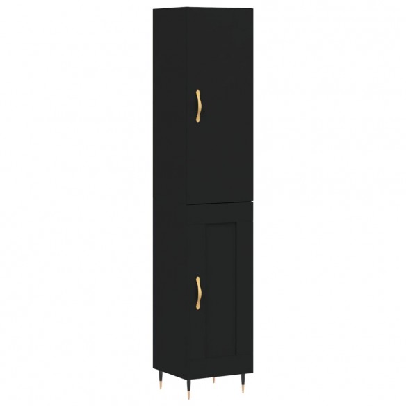 Buffet haut Noir 34,5x34x180 cm Bois d'ingénierie